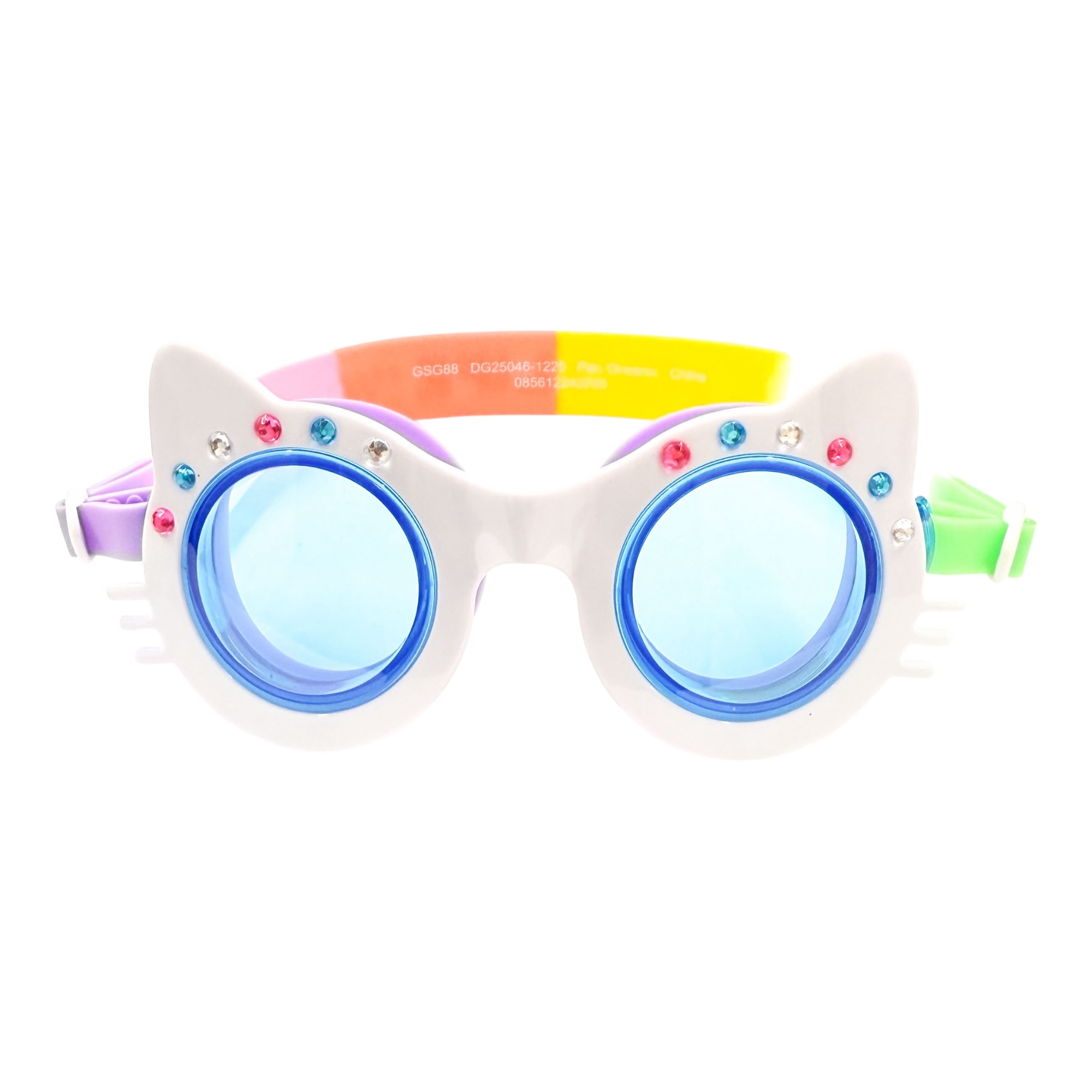 White Cat Rhinestone swim goggles