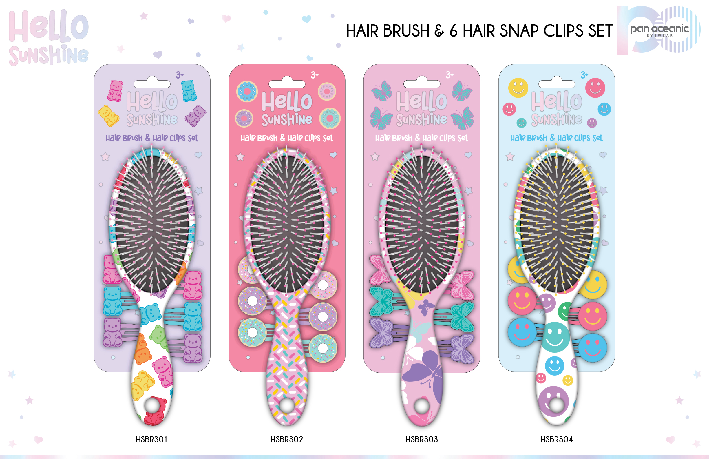 Hello Sunshine Brush & Hair Clip Set